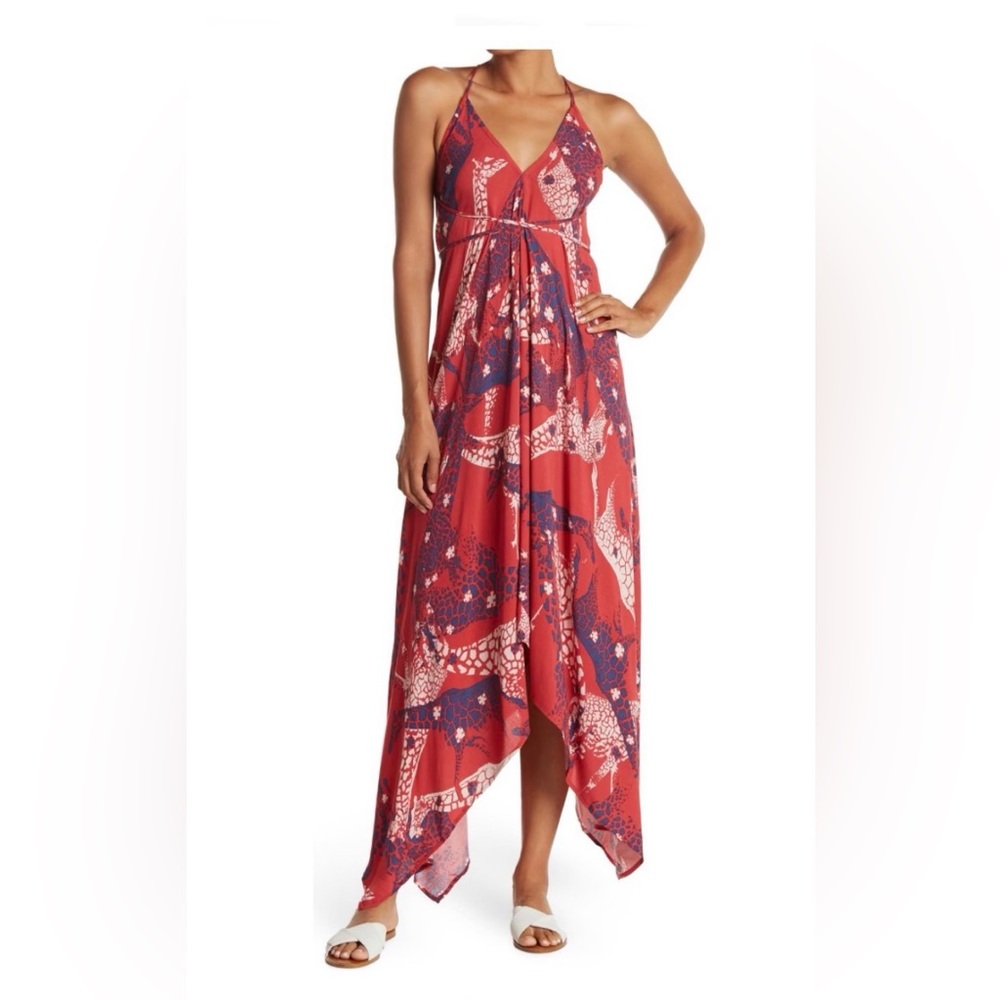 LOVESTITCH Giraffe Print Wrap Maxi Dress S/M